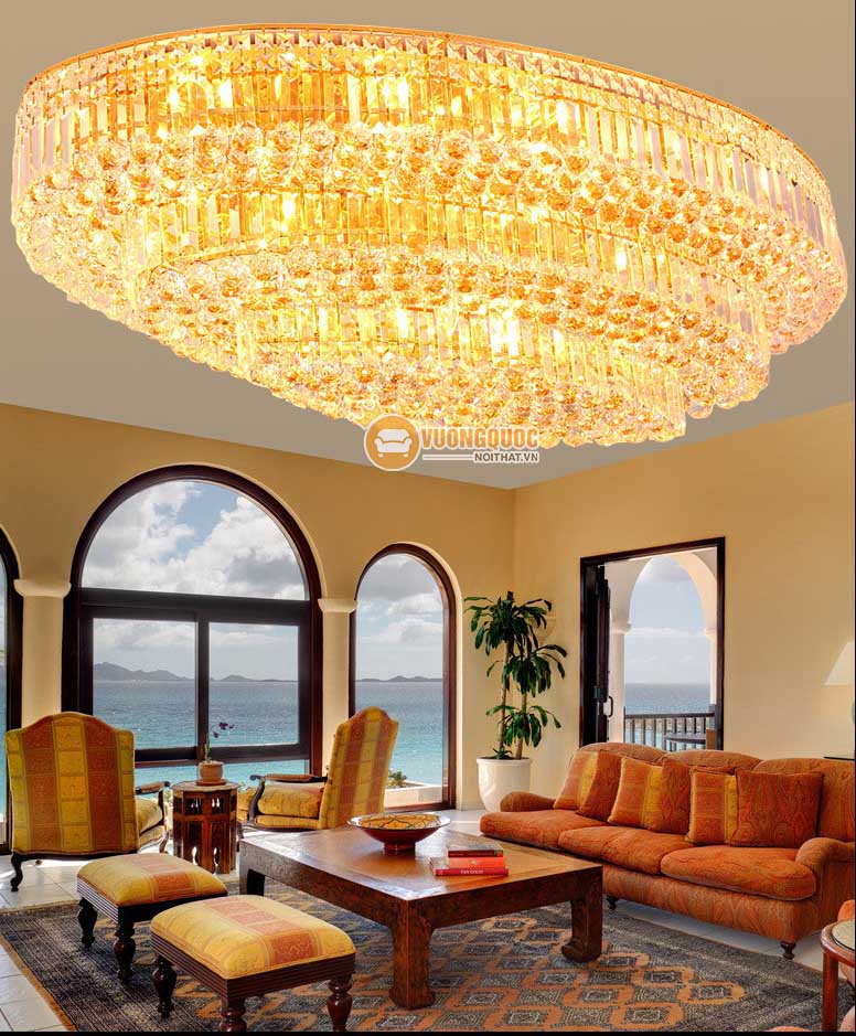 Đèn ốp trần pha lê kích thước lớn cho không gian rộng CM256-21